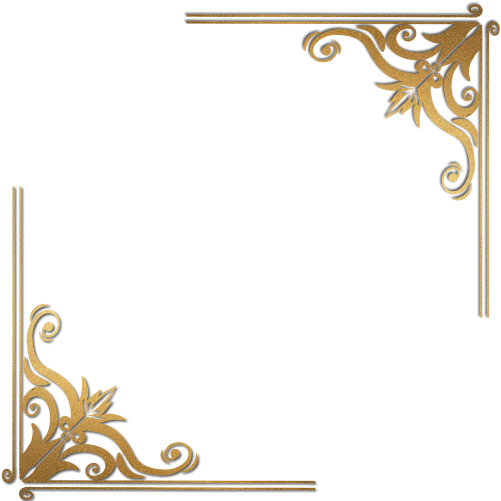 Golden frame border on Transparent background png