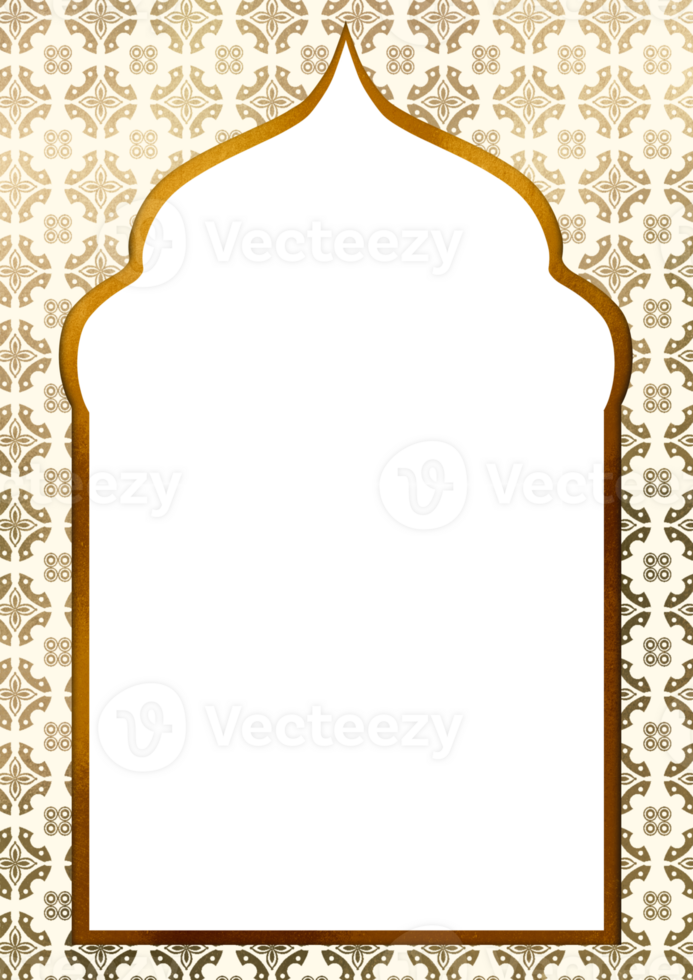 An islamic frame with gold borders and a black border png