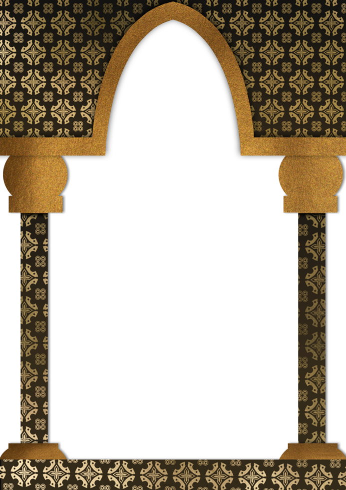 An arched doorway with gold and black pattern png