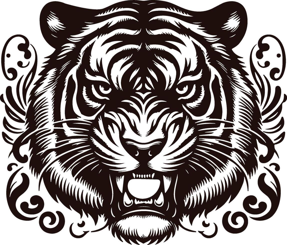 A Tiger head drawing vector