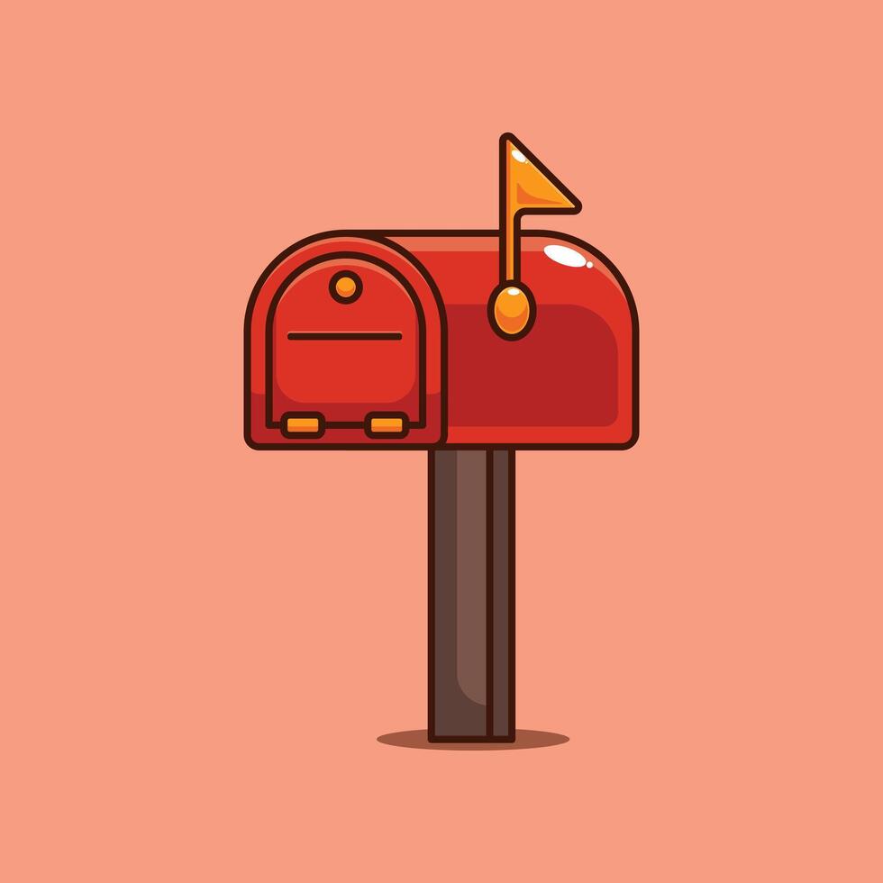 classic vintage red mailbox - cartoon illustration vector