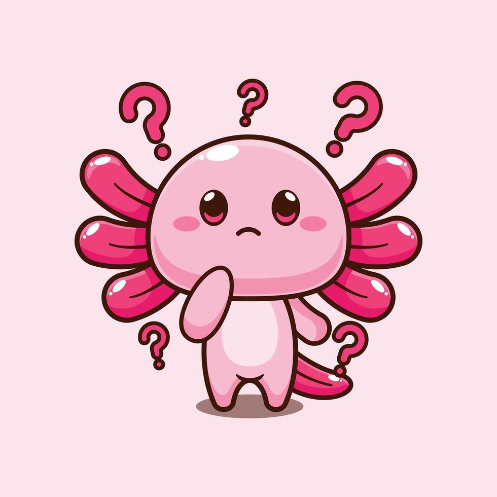axolotl is confused. mascot cartoon character illustration. vector