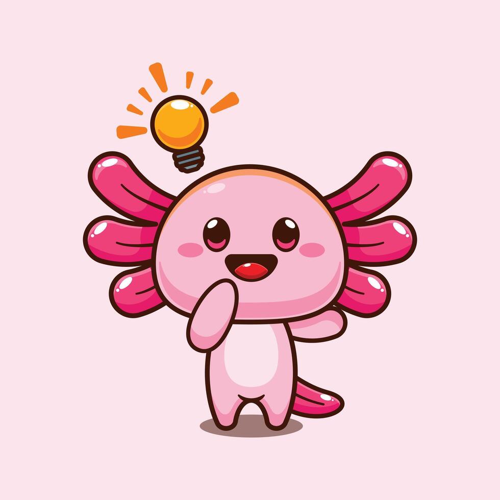 Axolotl get an idea. mascot cartoon character illustration. vector