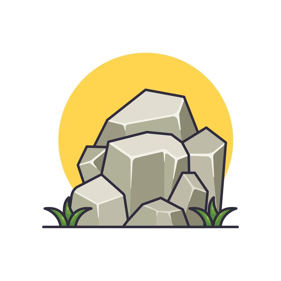 rock stone - cartoon illustration vector