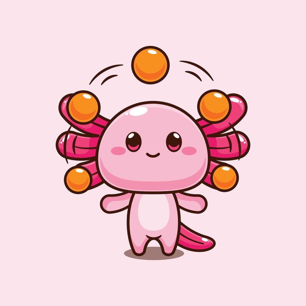 Axolotl circus attraction with balls vector