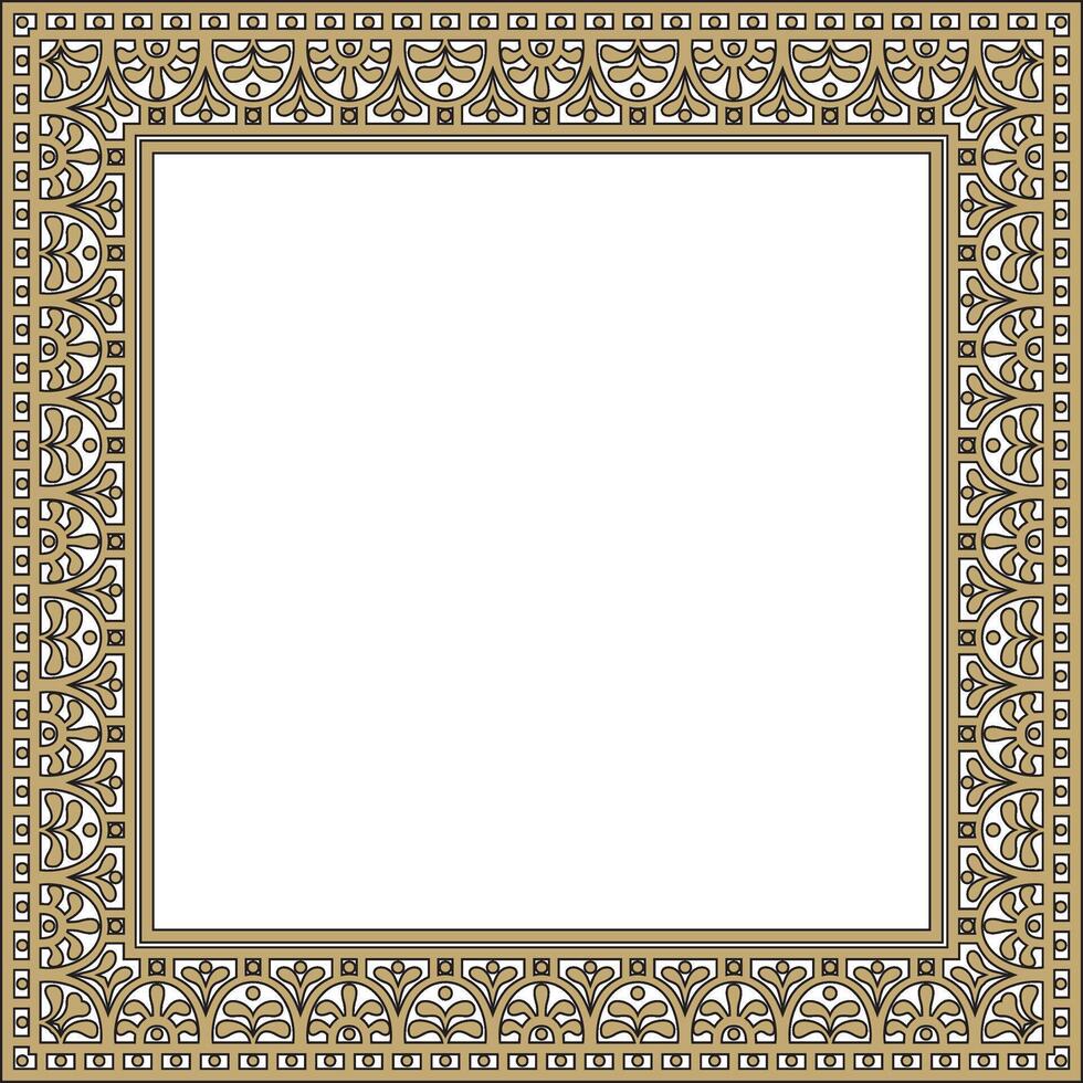 square gold with black border, frame, Pompeii. Rectangle Neopolitan ornament. Art of Ancient Rome. Template for stained glass vector