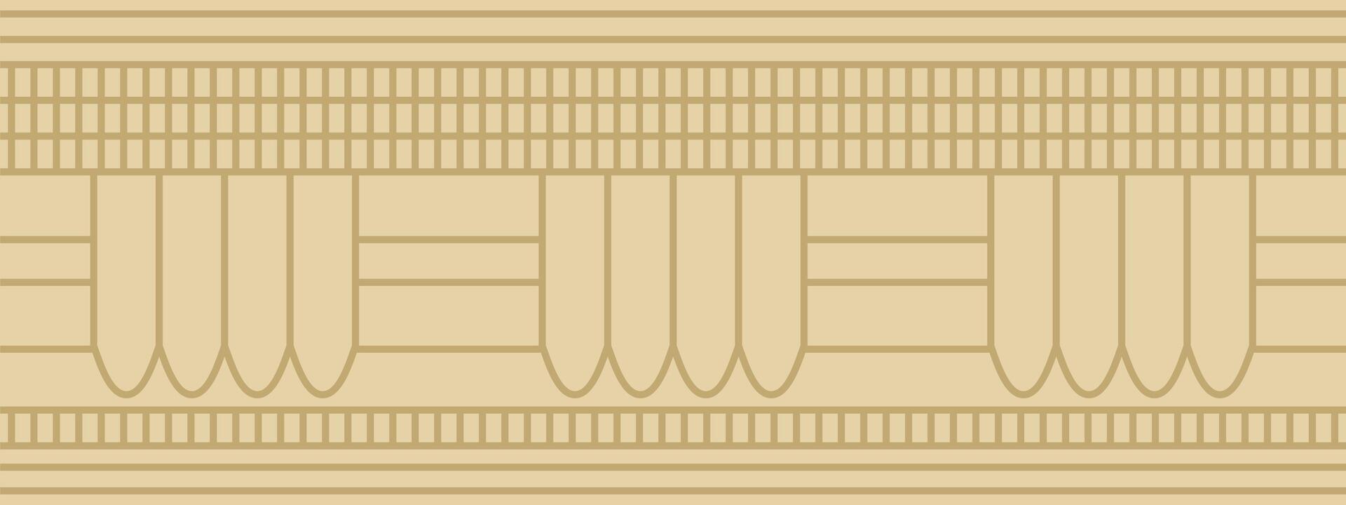 golden seamless Egyptian border. Endless ornament of Ancient Africa. Pattern of lotus flowers and sun. vector