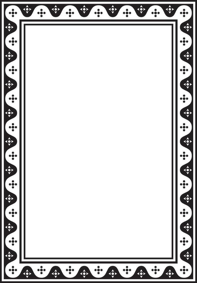 black monochrome square gothic ornament. Medieval European silhouette, rectangle, border. Classic pattern of the Germans, Angles, Saxons, Franks. vector
