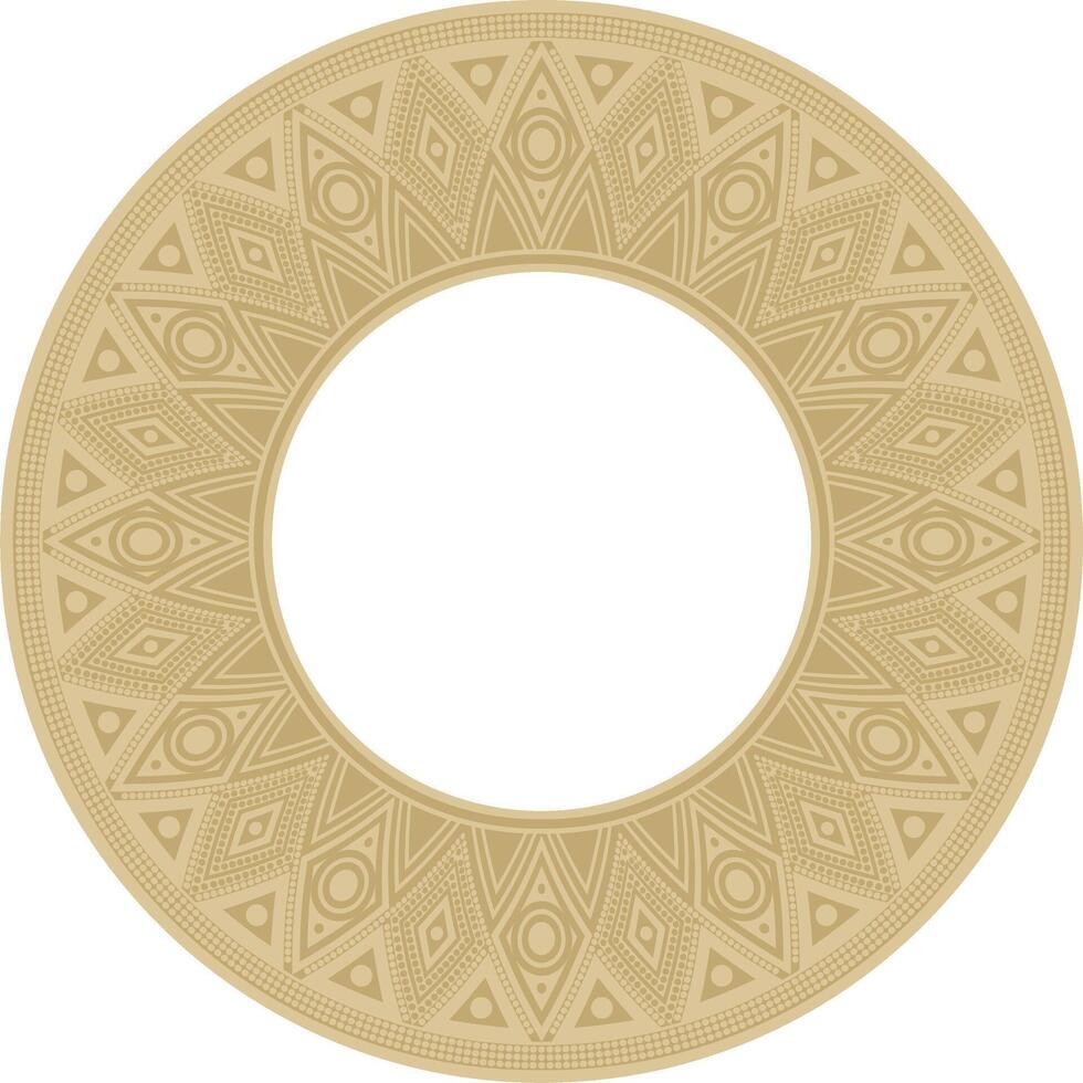 Native American round gold pattern. Geometric shapes in a circle. National ornament of the peoples of America, Maya, Aztecs, Incas vector