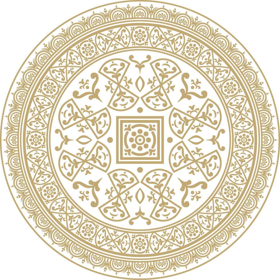 round gold border, frame, Pompeii ring. Circle Neopolitan ornament. Art of Ancient Rome. vector