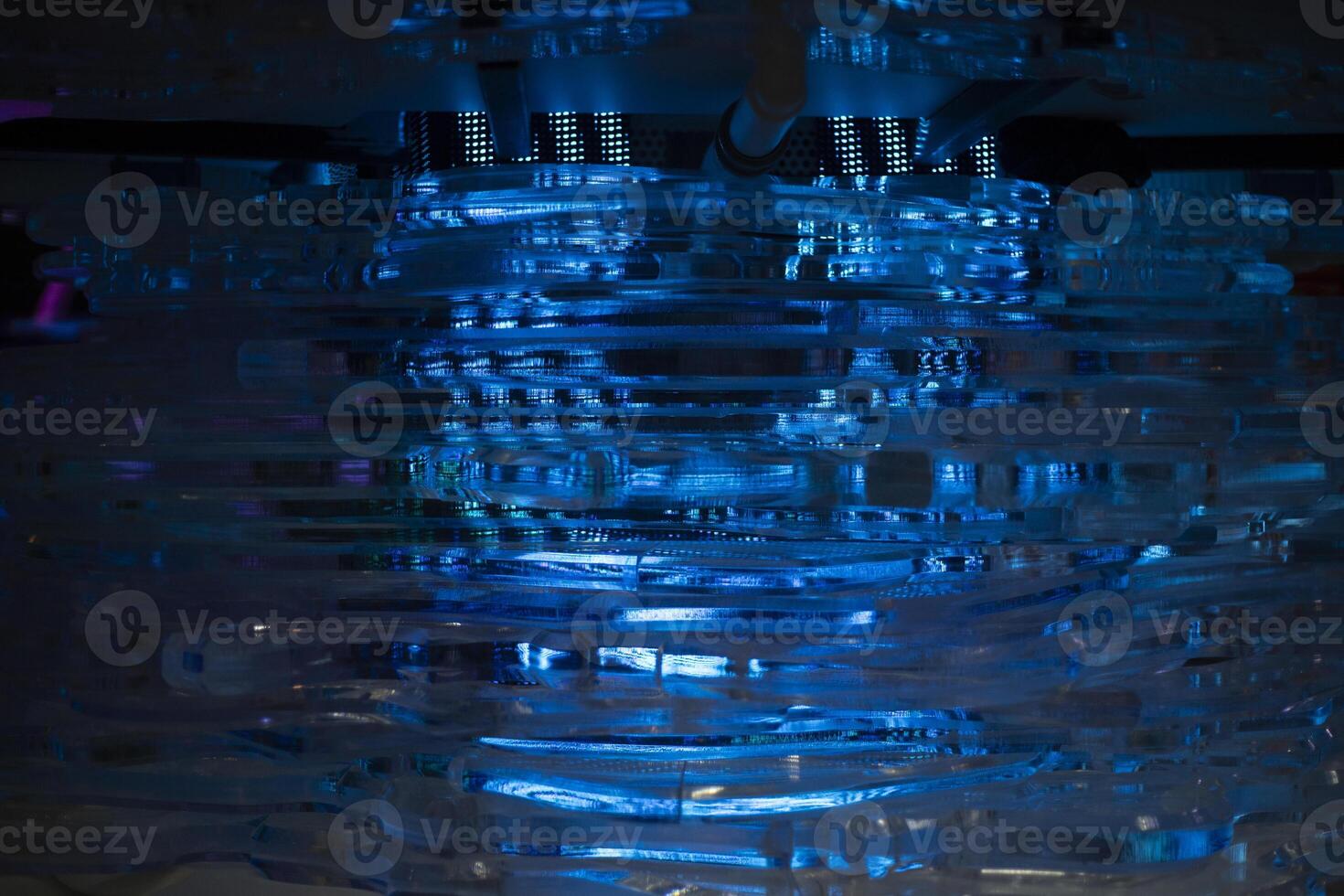 Blue plastic texture. Transparent plastic. Glass design. photo