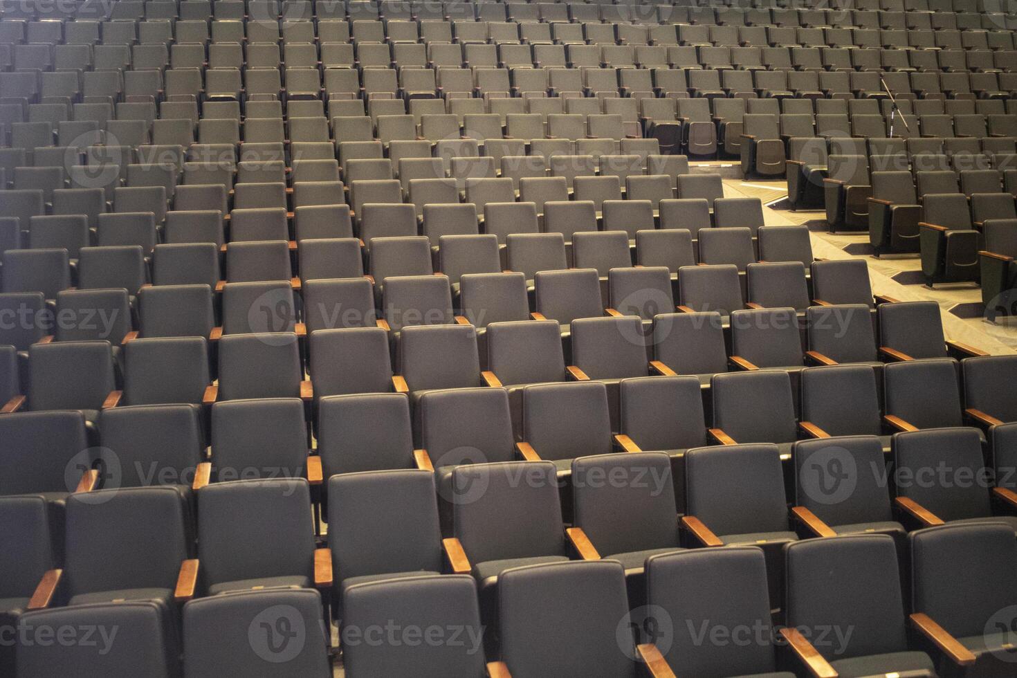 Empty seats in the auditorium. Seats for spectators. Rows of seats. photo