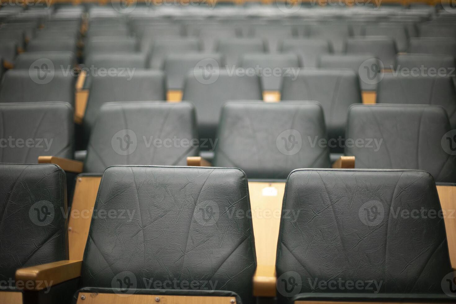 Lot of seats in hall. Empty spaces. Seating area. photo