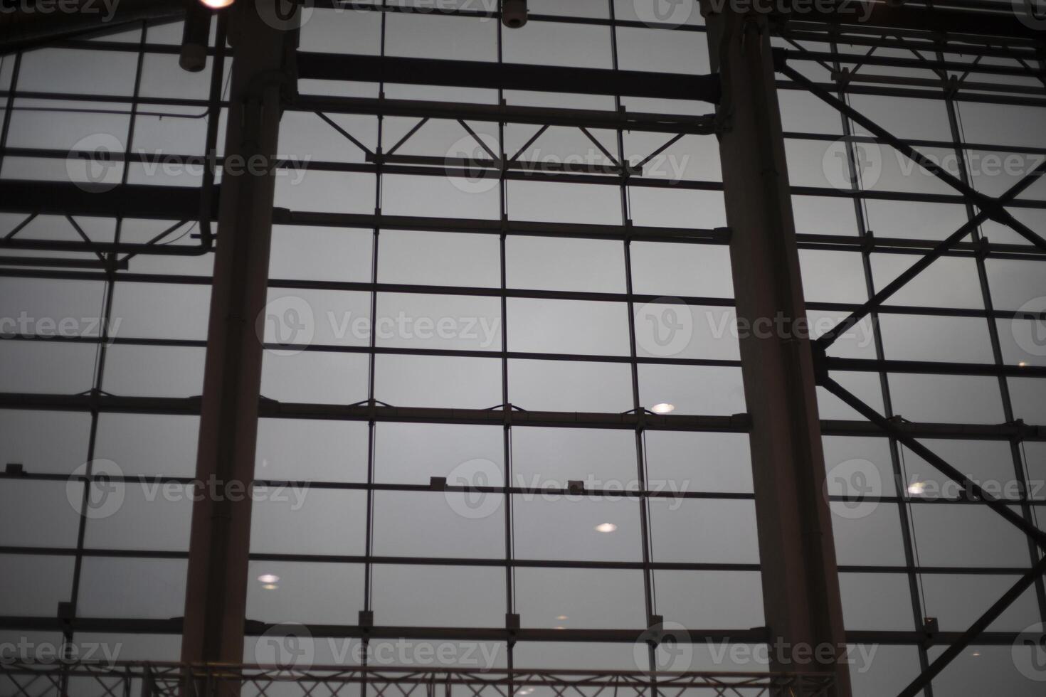 Large window in the building. Glazing of the building. Interior of a modern building. photo