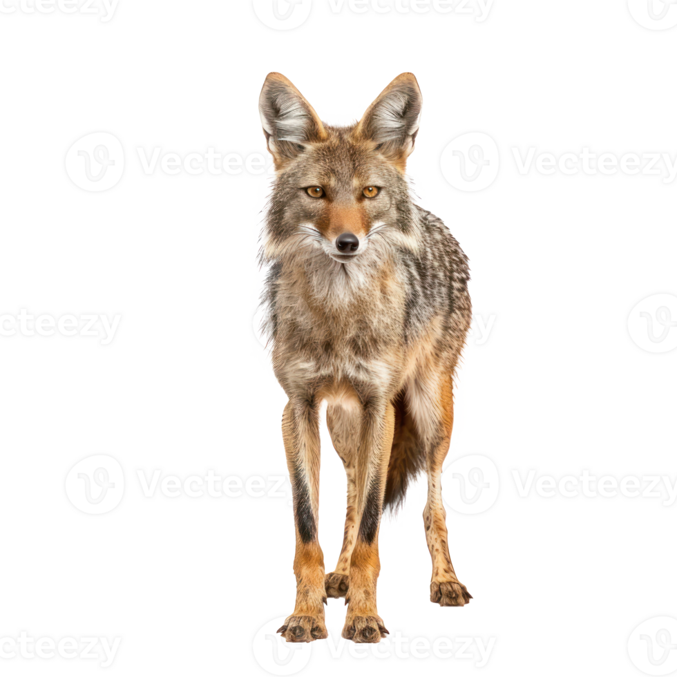 Jackal front view full body isolate on transparency background png