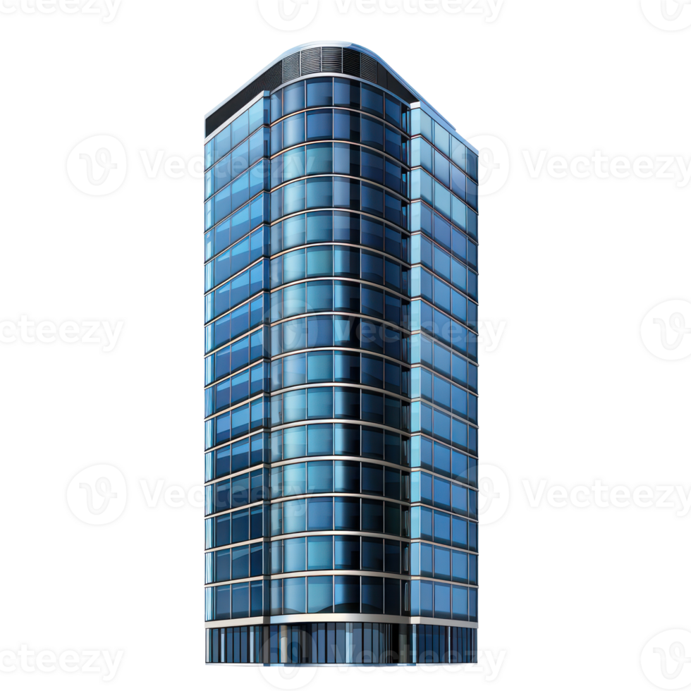 Modern business city office skyscraper building, glass, metal isolate on transparency background png