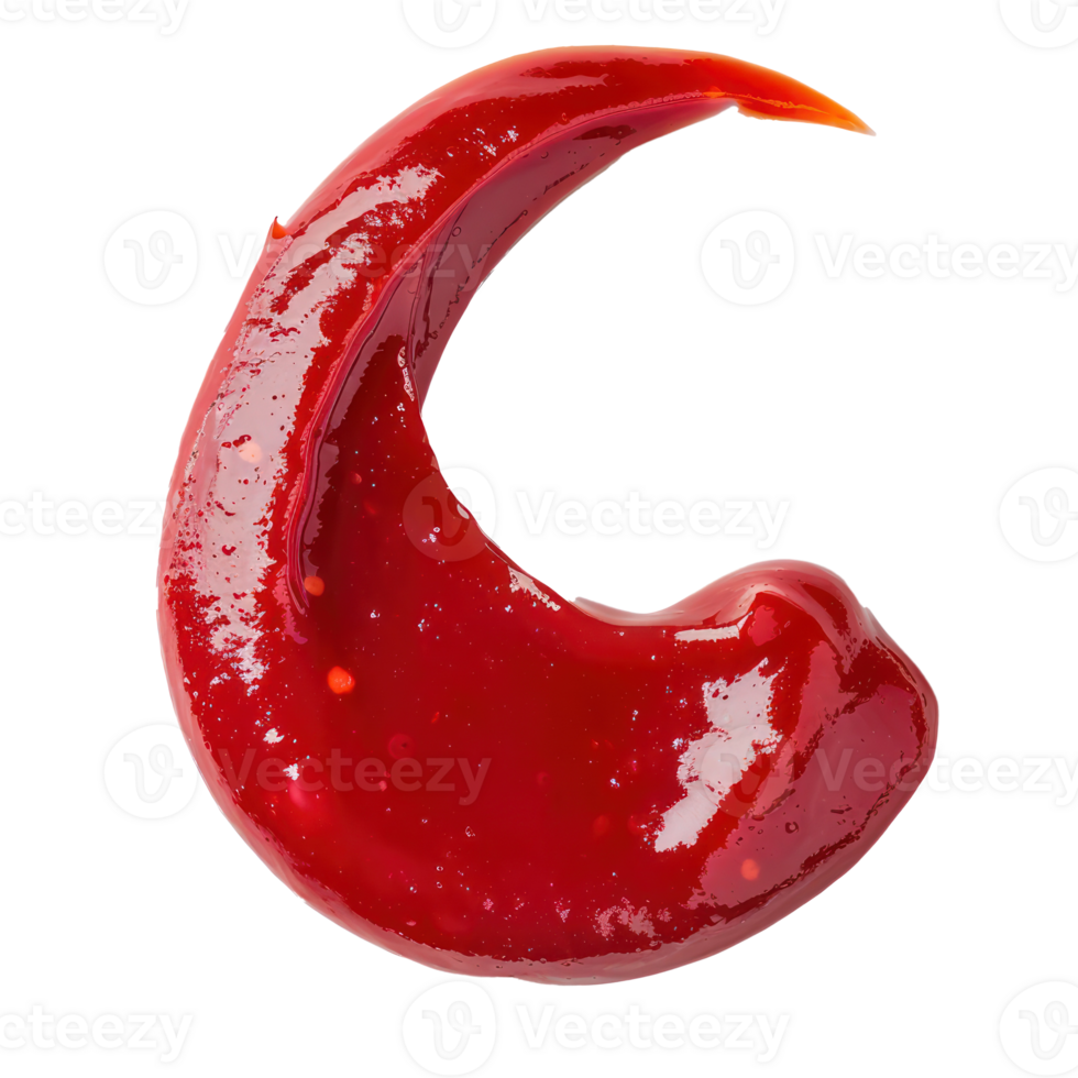 crescent shape of red ketchup top view isolate on transparency background png