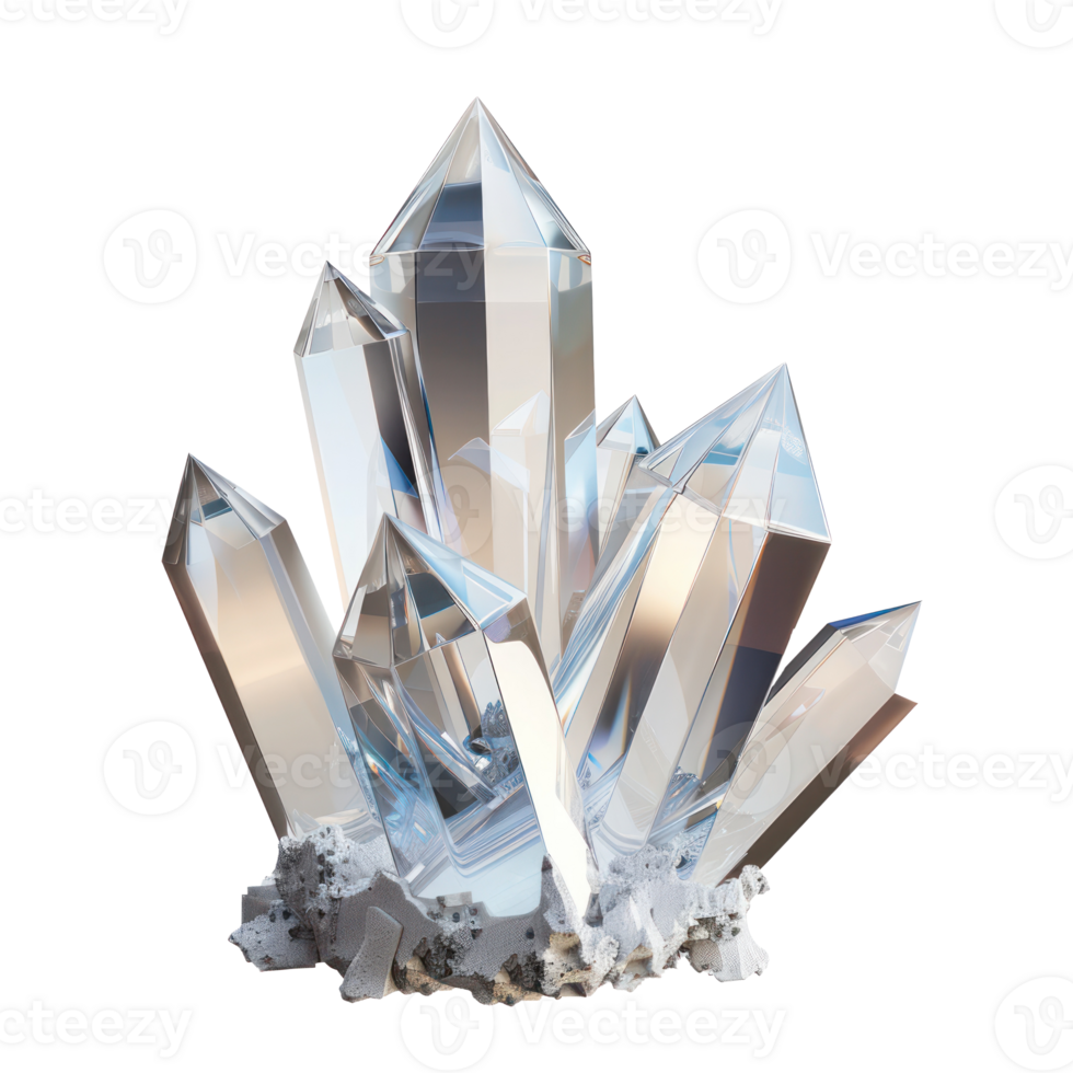 Beautiful clear crystal 3d rendering isolate on transparency background png