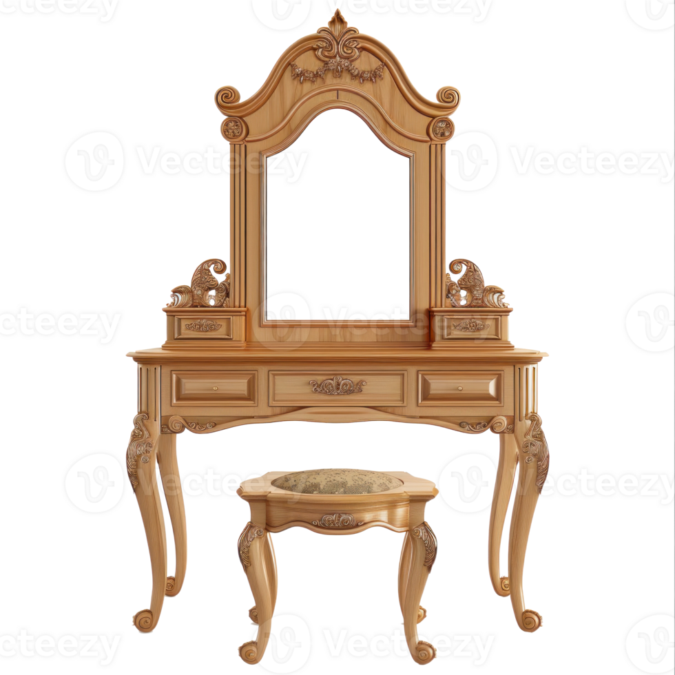 Dressing Table Vanity front view full length isolate on transparency background png