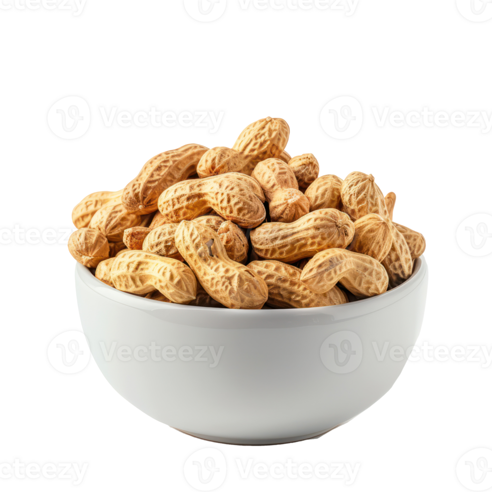 Peanuts in a bowl front view isolate on transparency background png