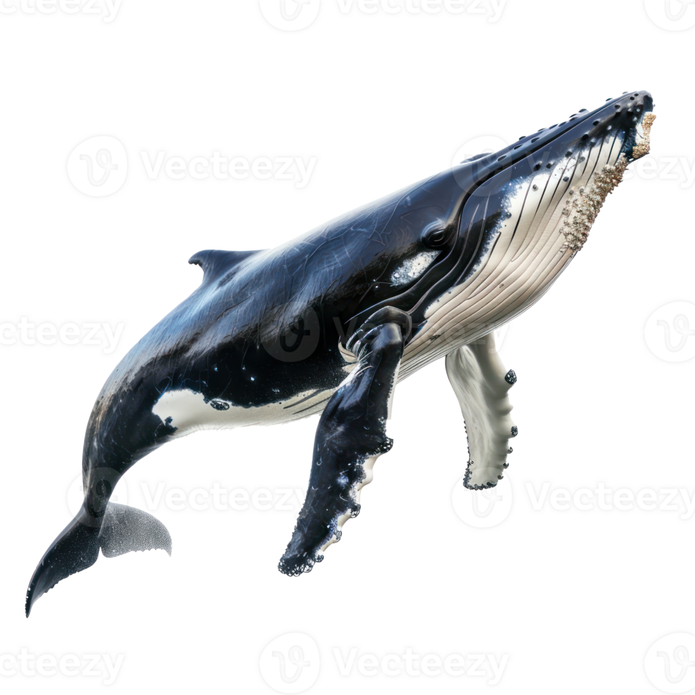 Whale front view full body isolate on transparency background png