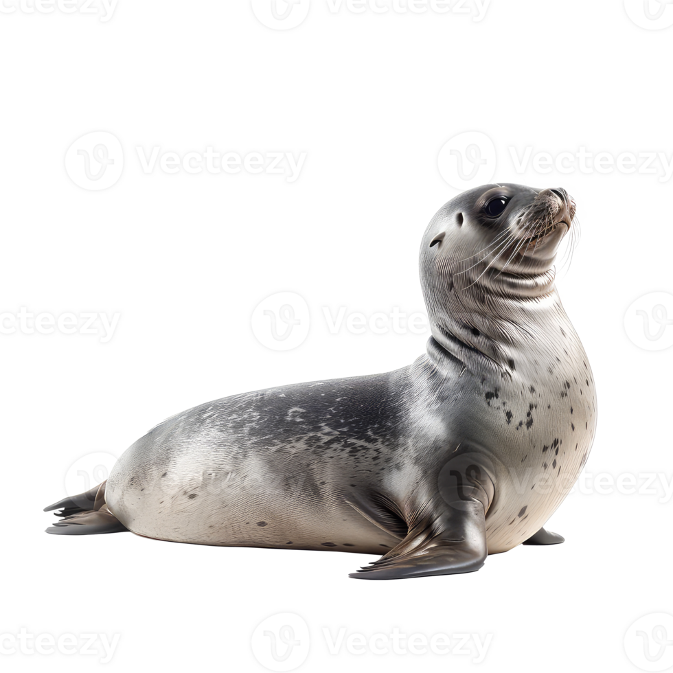 Seal side view full body isolate on transparency background png