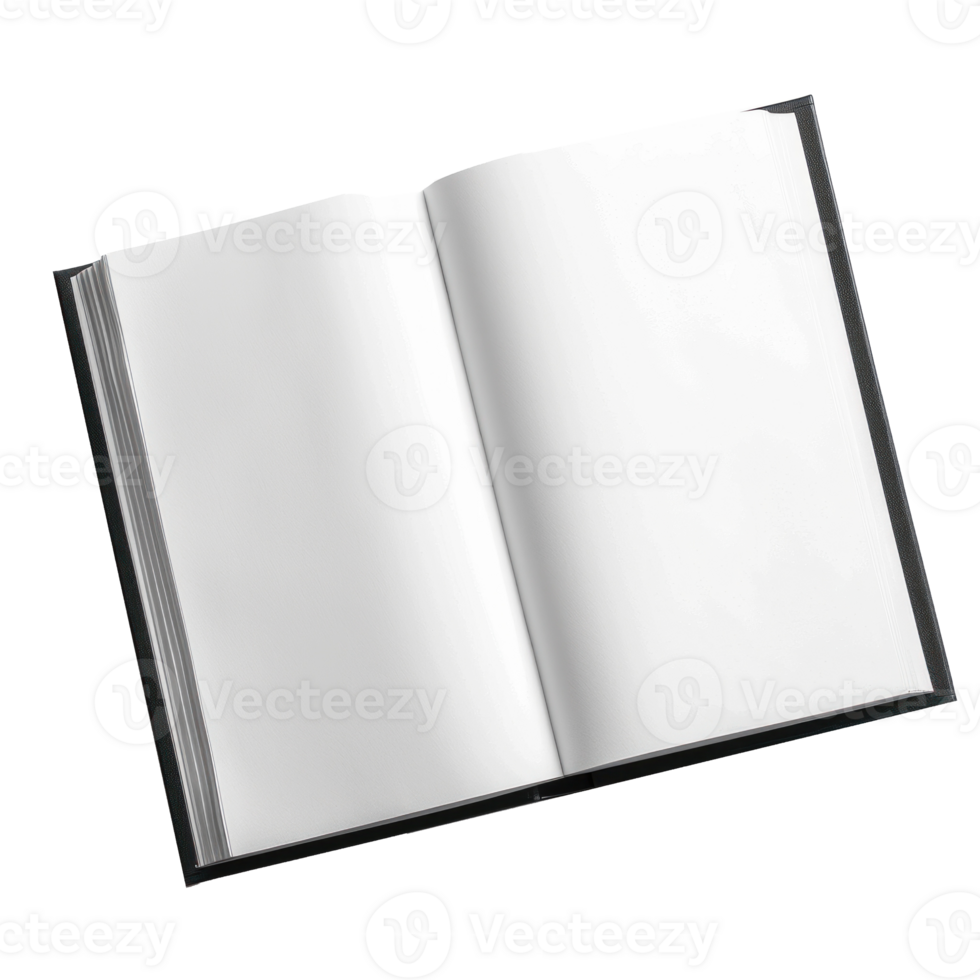 white book open top view full length isolate on transparency background png