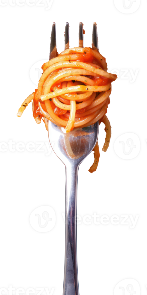 Spaghetti rolled on fork isolate on transparency background png