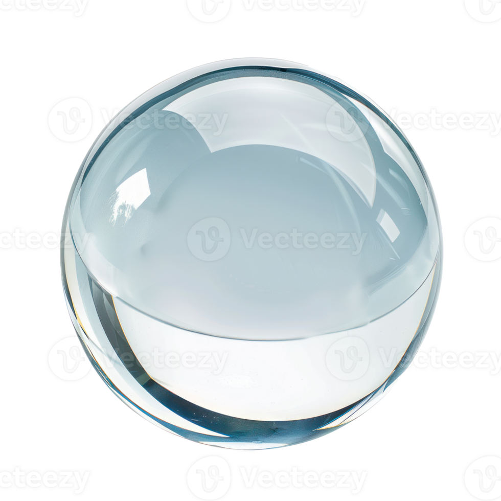 floated round glass ball isolate on transparency background png