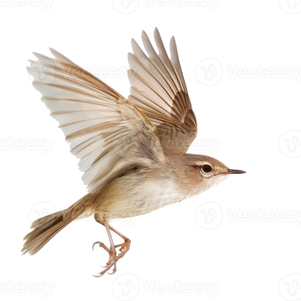 Bush warbler bird fly full body isolate on transparency background png