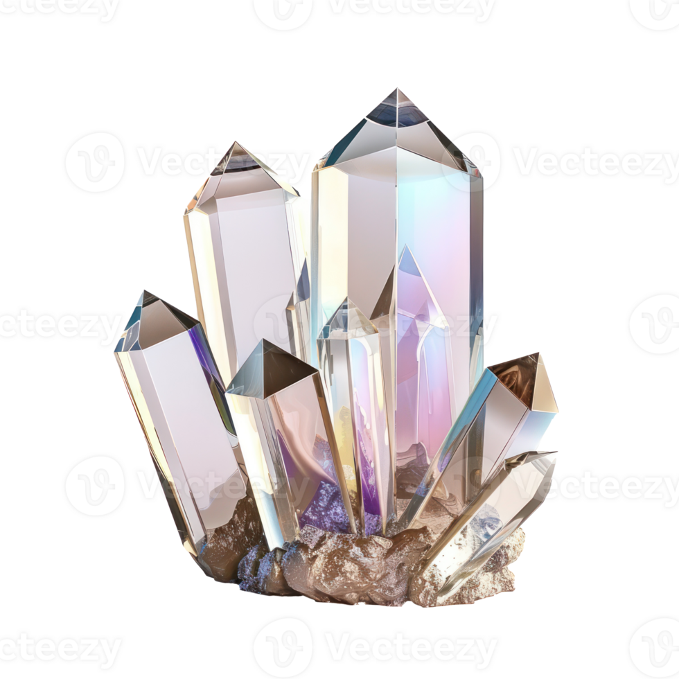 Beautiful crystal 3d rendering isolate on transparency background png