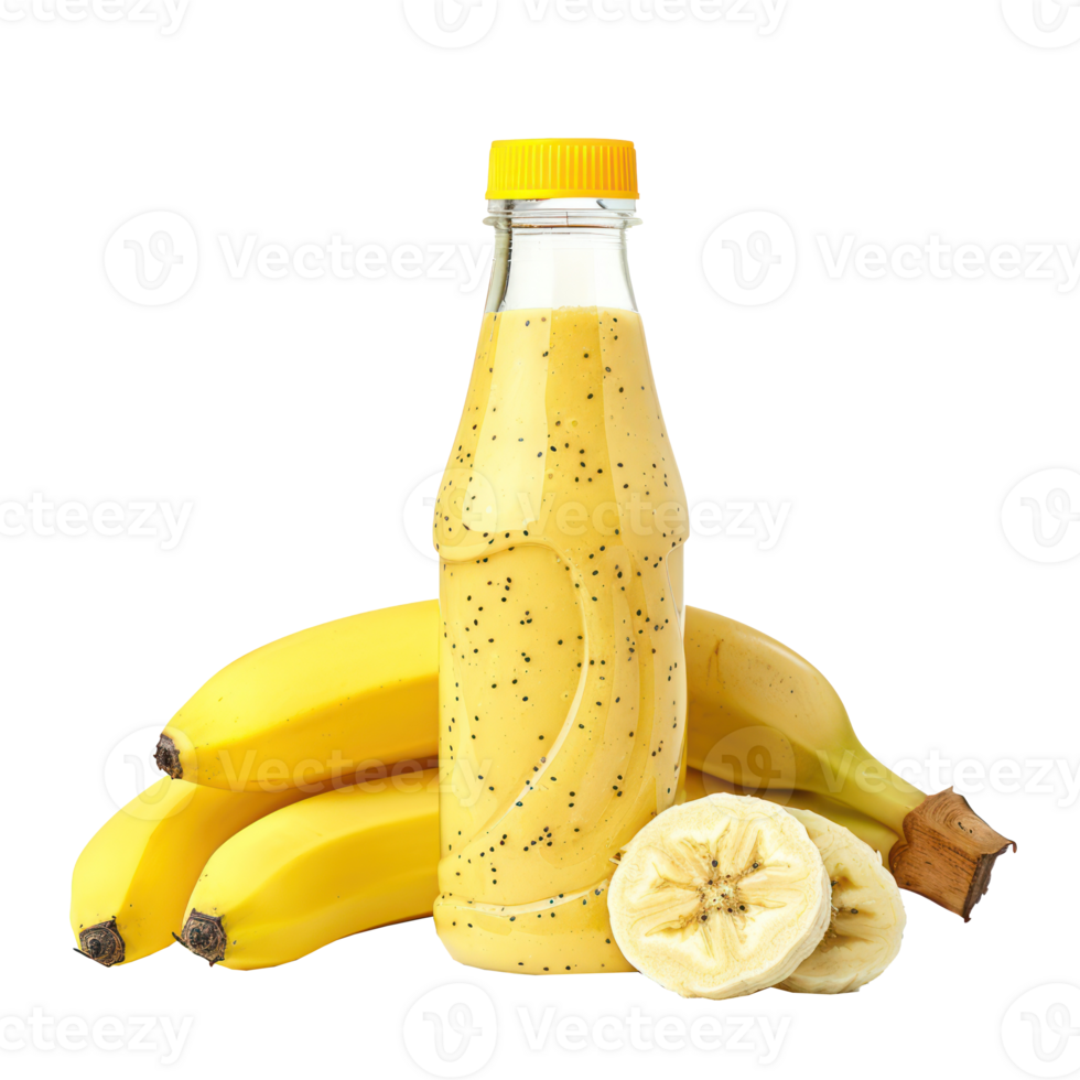 banana smoothies bottle isolated on transparency background png