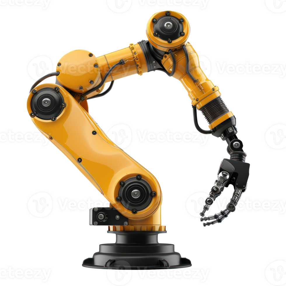 3D rendering robotic arm isolate on transparency background png