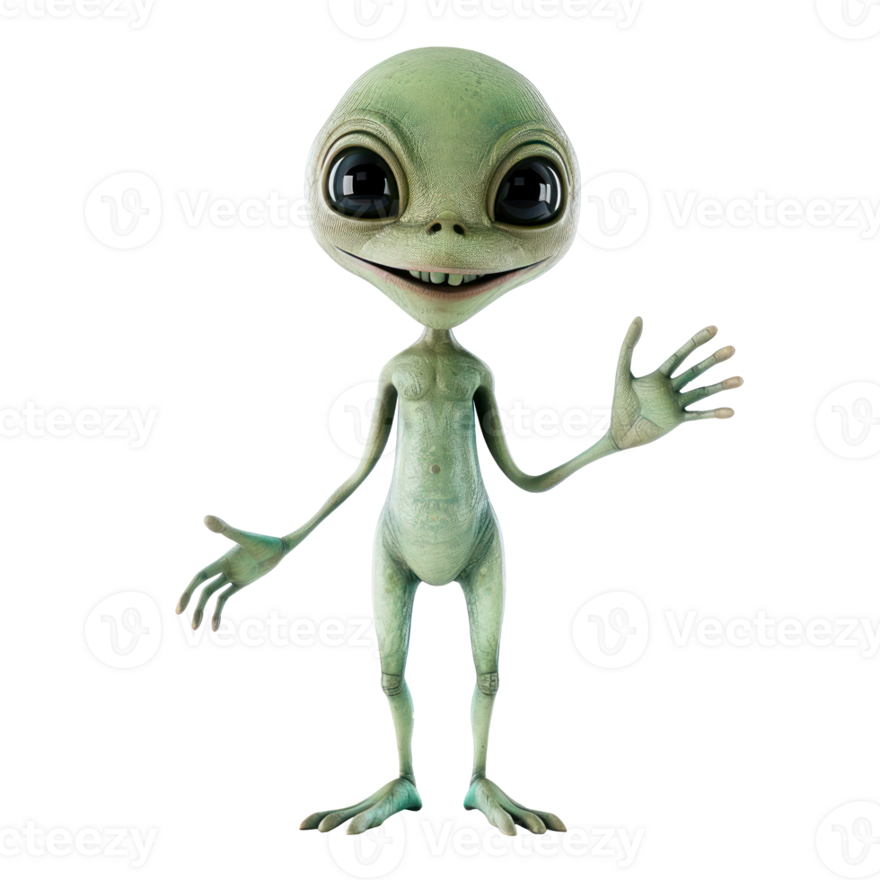 smiling alien standing isolate on transparency background png