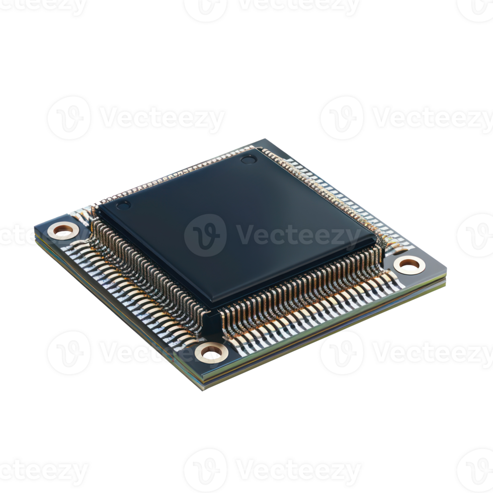 CPU computer microchips technology isolate on transparency background png