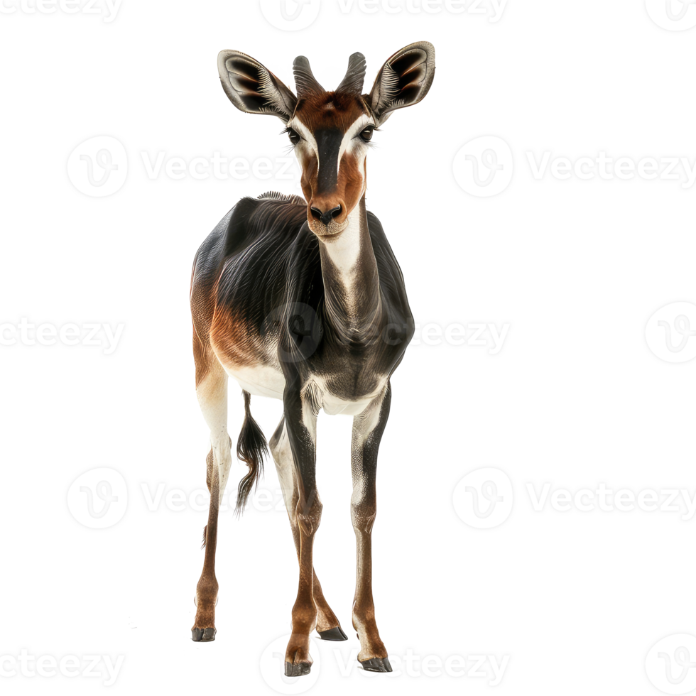 Okapi front view full body isolate on transparency background png