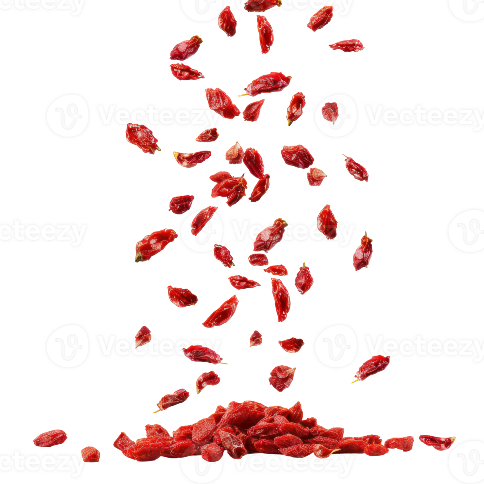 Falling Dried Goji Berry isolate on transparency background png