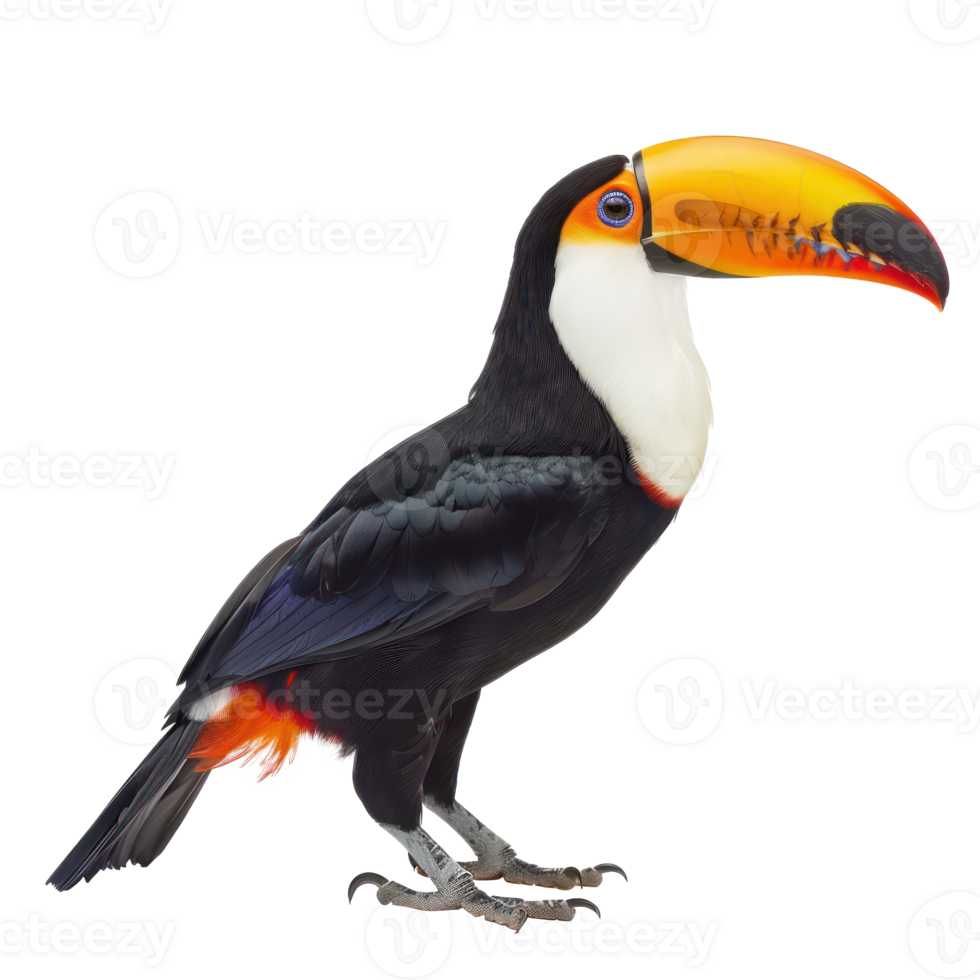 Toucan bird side view full body isolate on transparency background png