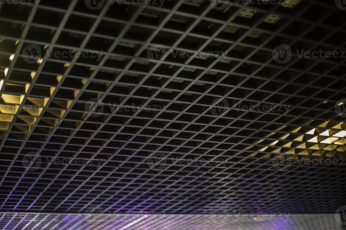 Lattice ceiling. Lattice in interior. Ceiling in building. photo