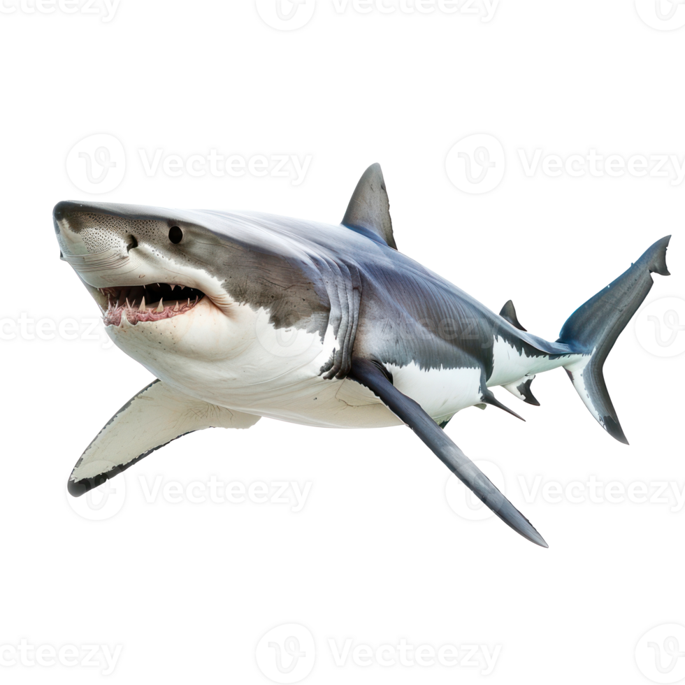Shark front view full body isolate on transparency background png
