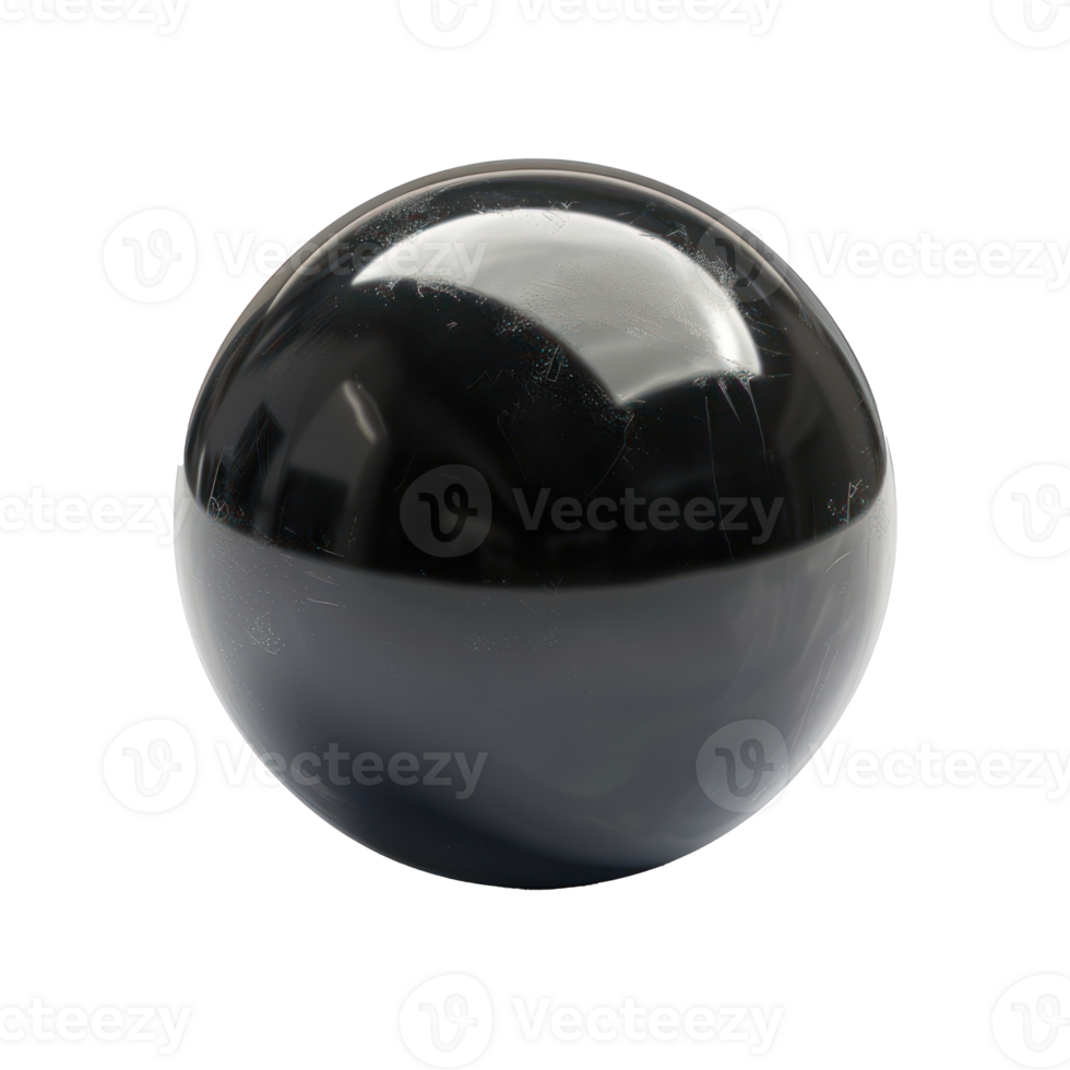 floated round black ball isolate on transparency background png
