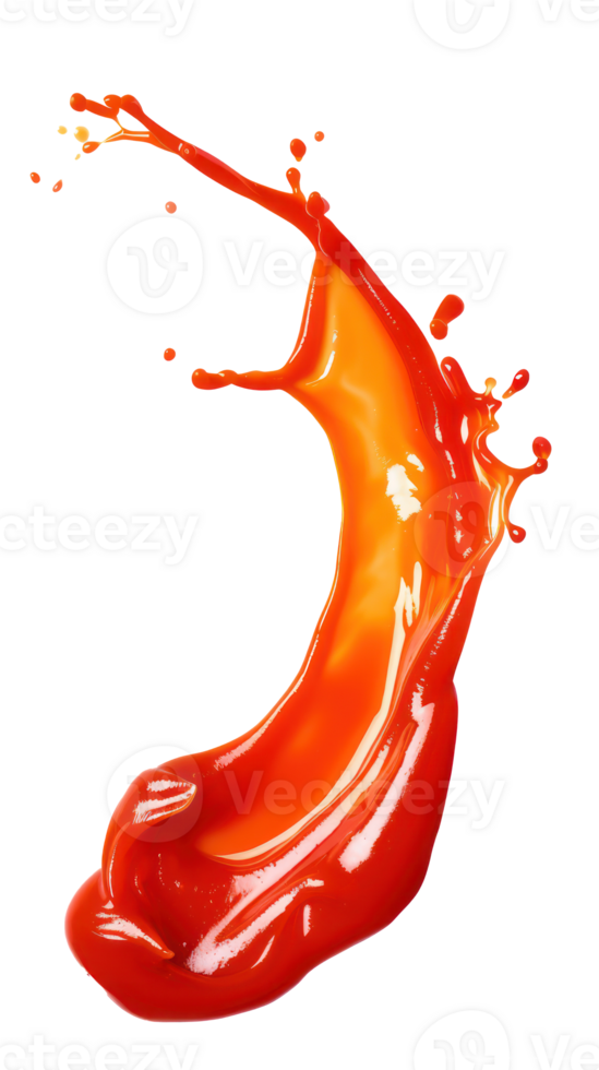 a splash of ketchup on a curve shape bold lines stunning isolate on transparency background png