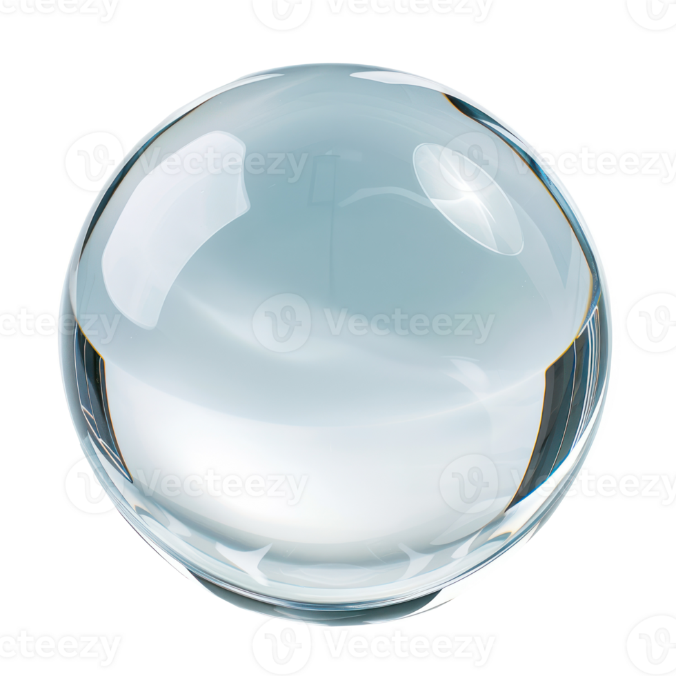 floated round glass ball isolate on transparency background png