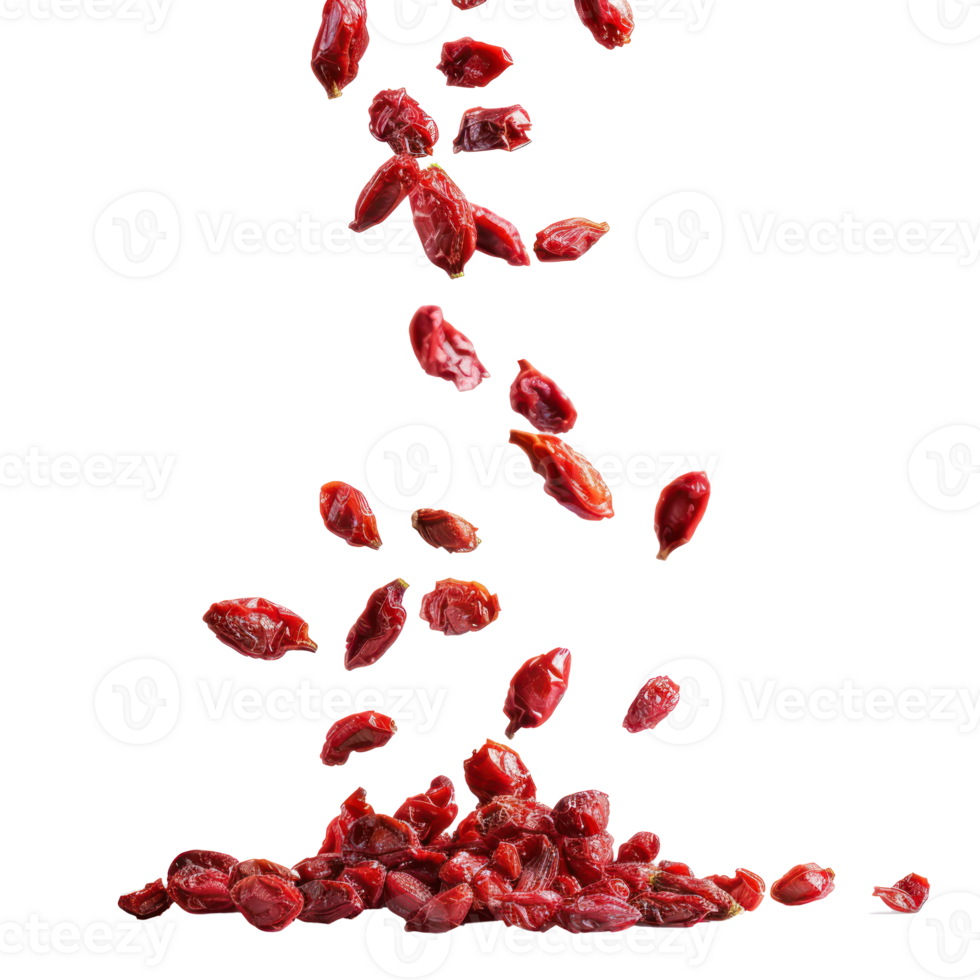 Falling Dried Goji Berry isolate on transparency background png