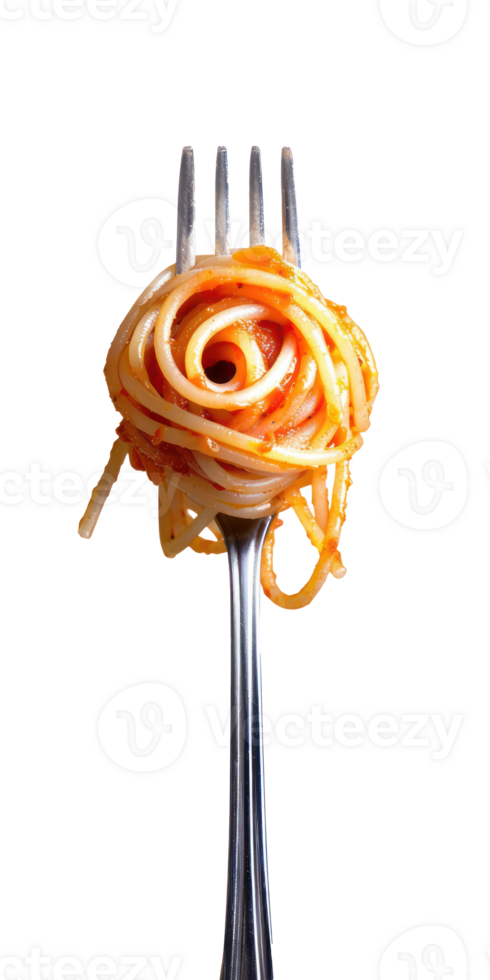 Spaghetti rolled on fork isolate on transparency background png