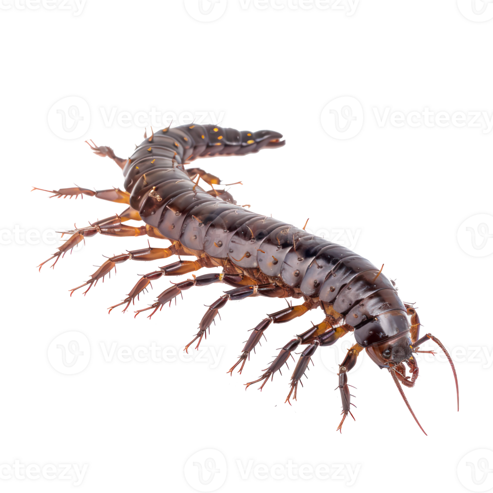 Centipede side view full body isolate on transparency background png