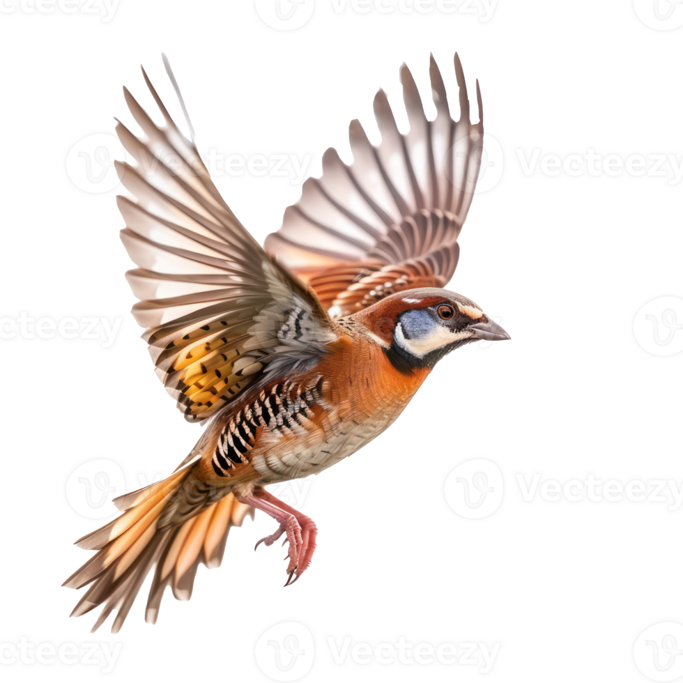 Partridge bird fly full body isolate on transparency background png