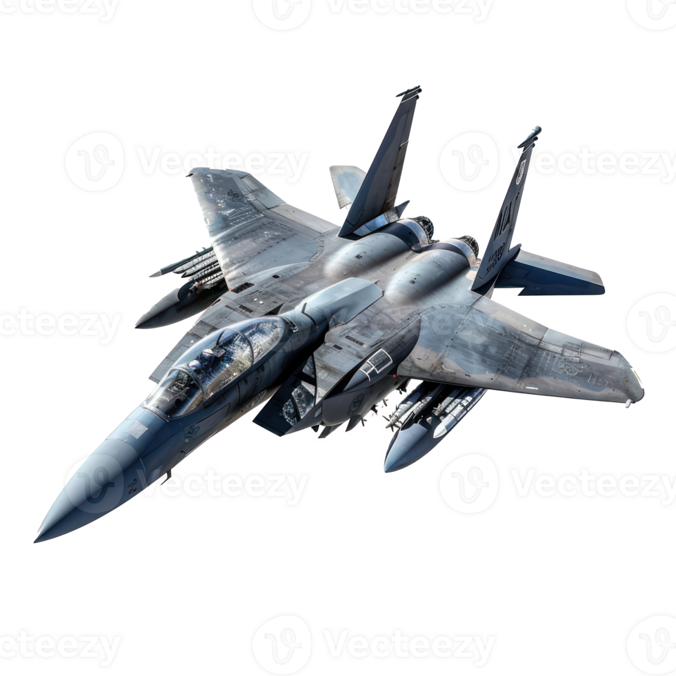 Fighter jet side view full length isolate on transparency background png