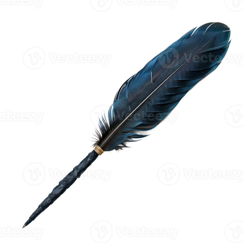 floated quill pen isolate on transparency background png