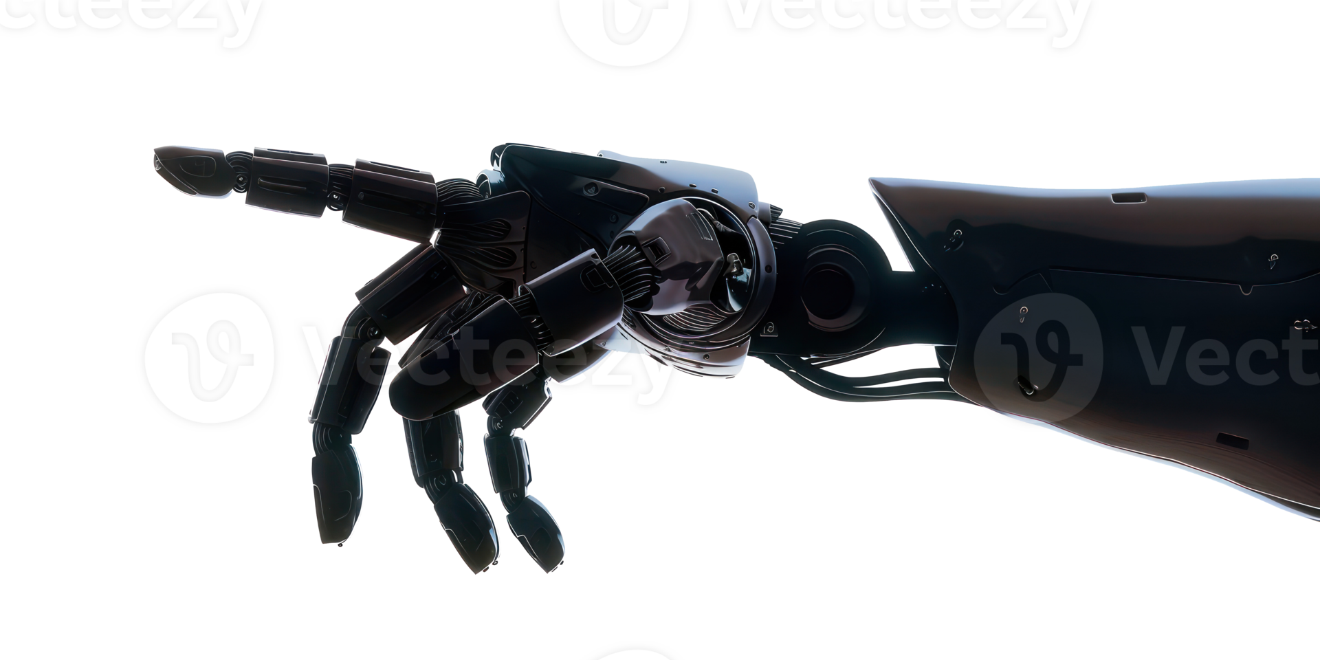 Robot hand pointing isolate on transparency background png